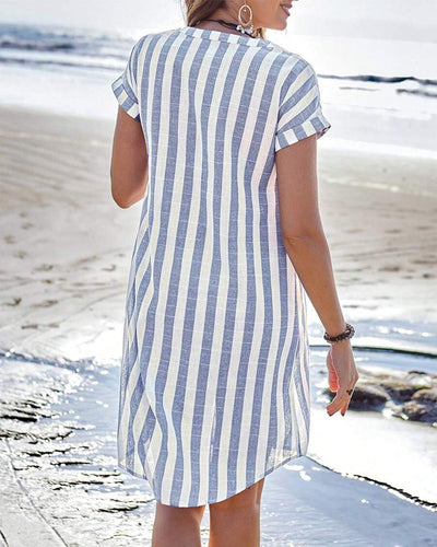 Martine™ | Elegante gestreepte overhemdjurk